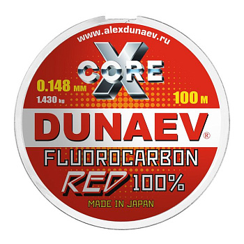 Леска Dunaev Fluorocarbon RED  100м 1,43кг/0,148мм красная 
