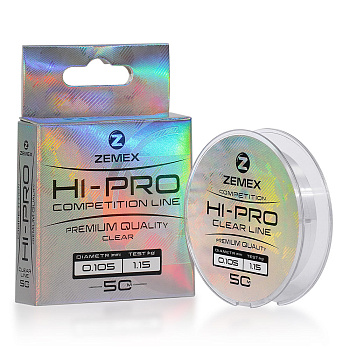 Поводочная леска Zemex HI-PRO COMPETITION LINE  50м 1,15кг/0,105мм (Прозрачный) 