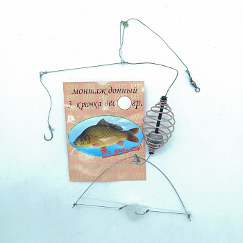 Готовый донный монтаж с кормушкой Carp Hunter пружина 3 крючка 40г. 1шт