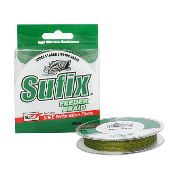 Плетеный шнур Sufix Feeder braid  100м 3,6кг/0,08мм (Зеленый) 
